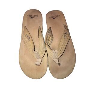 Cobian Women's Flip Flops Sz 7 Dixie Cream One Piece‎ Lined Strap
